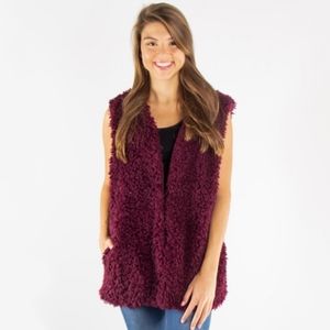 Fuzzy Open Vest Purple